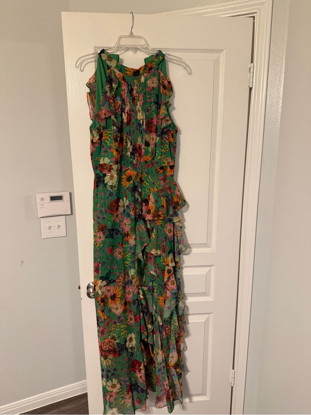 Floral Ruffle Maxi Dress in Green